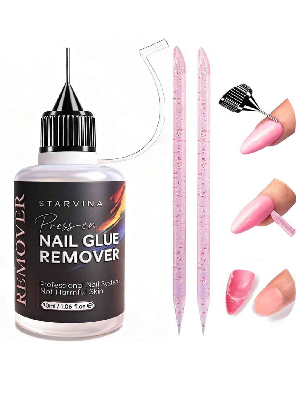 Pinpoint Nail Glue Remover 30ml, Non-Acetone Debonder for Press On Nails